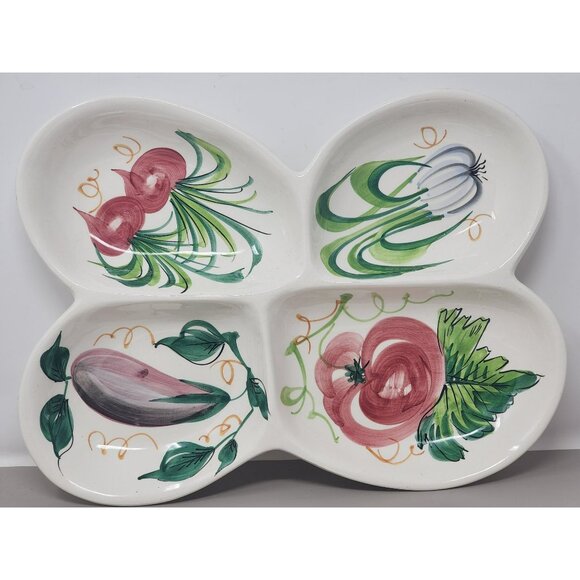 Vintage‎ Made in Italy Platter Divided Vegetable Tray /Plate 4 Sections - Picture 1 of 15